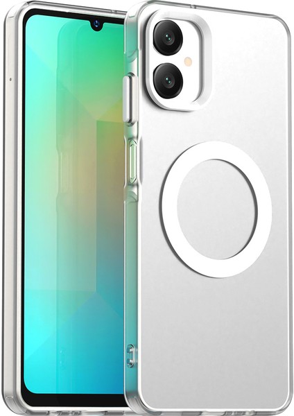 Samsung Galaxy A06 5g Kılıfı Magsafe Anti Drop Hibrit Telefon Arka Kapağı ile Uyumlu-Beyaz (Yurt Dışından)