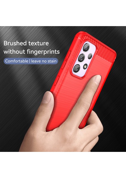 Çizilmez Darbeye Dayanıklı 1.8mm Tpu Kılıf Fırçalanmış Yüzey Karbon Fiber Doku Telefon Kılıfı Samsung Galaxy A73 5g-Kırmızı (Yurt Dışından) modelleri