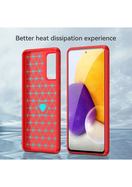 Çizilmez Darbeye Dayanıklı 1.8mm Tpu Kılıf Fırçalanmış Yüzey Karbon Fiber Doku Telefon Kılıfı Samsung Galaxy A73 5g-Kırmızı (Yurt Dışından) indirimleri