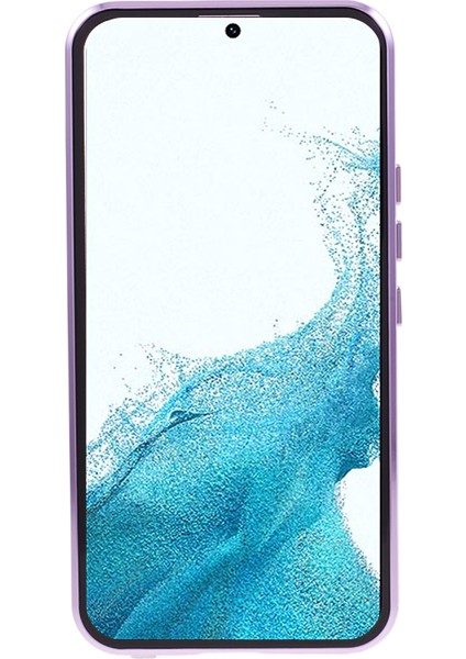 Samsung Galaxy S22+5G Manyetik Metal Çerçeve Telefon Kılıfı Çift Taraflı Temperli Cam Tam Koruyucu Kılıf Kilit Tokalı-Açık Mor (Yurt Dışından) modelleri