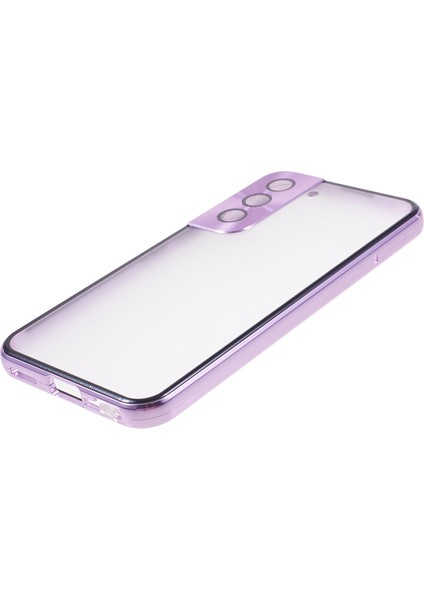 Samsung Galaxy S22+5G Manyetik Metal Çerçeve Telefon Kılıfı Çift Taraflı Temperli Cam Tam Koruyucu Kılıf Kilit Tokalı-Açık Mor (Yurt Dışından) fırsatları