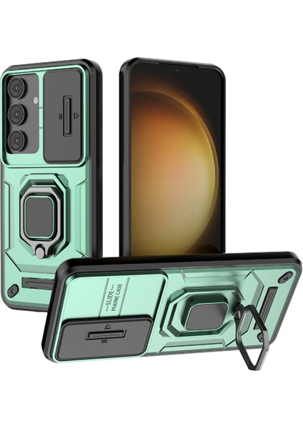 Samsung Galaxy A36 5g Kılıf Pc+Tpu Kickstand Telefon Koruyucu Lens Kapağı-Yeşil (Yurt Dışından)