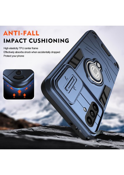 Samsung Galaxy A14 5g/4g Kılıf Pc+Tpu Halka Destekli Telefon Kılıfı Sürgülü Lens Kapağı-Mavi (Yurt Dışından) fırsatları