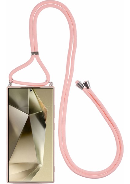 Samsung Galaxy S24 Ultra Çapraz Askılı Kılıf Esnek Tpu Fiber Astarlı Darbeye Dayanıklı Telefon Kılıfı-Pembe (Yurt Dışından) fiyatları