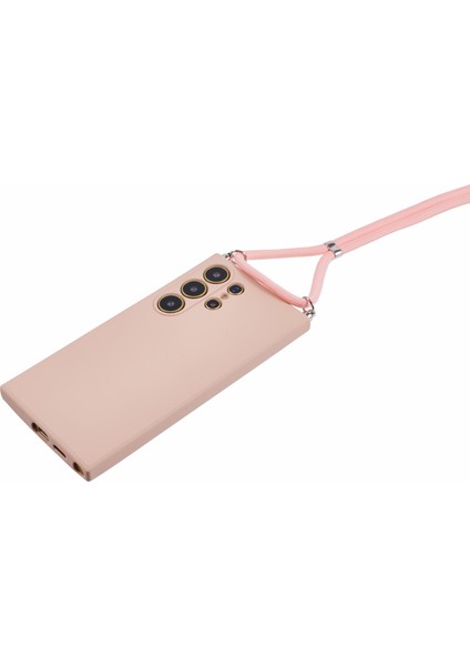Samsung Galaxy S24 Ultra Çapraz Askılı Kılıf Esnek Tpu Fiber Astarlı Darbeye Dayanıklı Telefon Kılıfı-Pembe (Yurt Dışından) modelleri