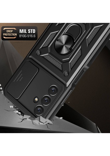 Samsung Galaxy A14 5G/A14 4g Pc+Tpu Hibrit Arka Kapak Halkası Destekli Kayar Kapak Kamera Koruma Çizilmeye Dayanıklı Telefon Kılıfı-Mavi (Yurt Dışından) modelleri