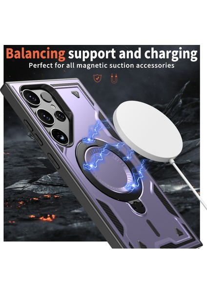 Samsung Galaxy S23 ULTRA/S22 Ultra 5g Kılıf Magsafe Askeri Koruma Pc+Tpu Kickstand Telefon Kılıfı-Mor ile Uyumlu (Yurt Dışından) fiyatları