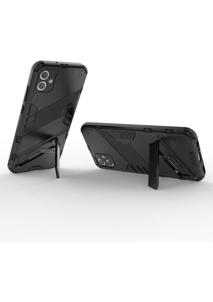 Samsung Galaxy A04E 4G/F04 4G/M04 4g Darbeye Dayanıklı Kickstand Kılıf Yumuşak Tpu Sert Pc Düşmeye Karşı Koruyucu Telefon Kılıfı-Siyah (Yurt Dışından) modelleri