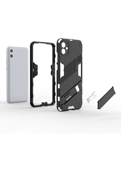 Samsung Galaxy A04E 4G/F04 4G/M04 4g Darbeye Dayanıklı Kickstand Kılıf Yumuşak Tpu Sert Pc Düşmeye Karşı Koruyucu Telefon Kılıfı-Siyah (Yurt Dışından) indirimleri