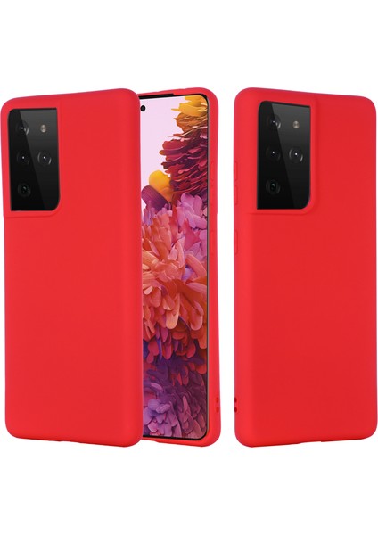 Samsung Galaxy S21 Ultra 5g Darbeye Dayanıklı Yumuşak Sıvı Silikon Kapak Cep Telefonu Kabuk Koruma Kılıfı-Kırmızı (Yurt Dışından)