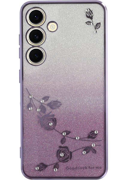 Kadem Samsung Galaxy S25+KILIF Çiçek Tpu Esnek Degrade Telefon Kılıfı-Mor (Yurt Dışından)