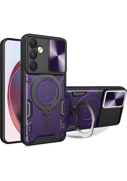 Samsung Galaxy A35 5g Kılıf Kickstand Zırh Tpu+Pc Kamera Koruma Telefon Kılıfı-Mor (Yurt Dışından)