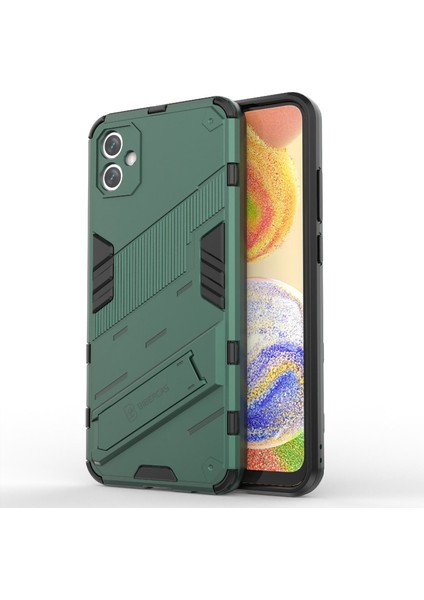 Samsung Galaxy A04E 4G/F04 4G/M04 4g Darbeye Dayanıklı Kickstand Kılıf Yumuşak Tpu Sert Pc Düşmeye Karşı Koruyucu Telefon Kılıfı-Yeşil (Yurt Dışından)