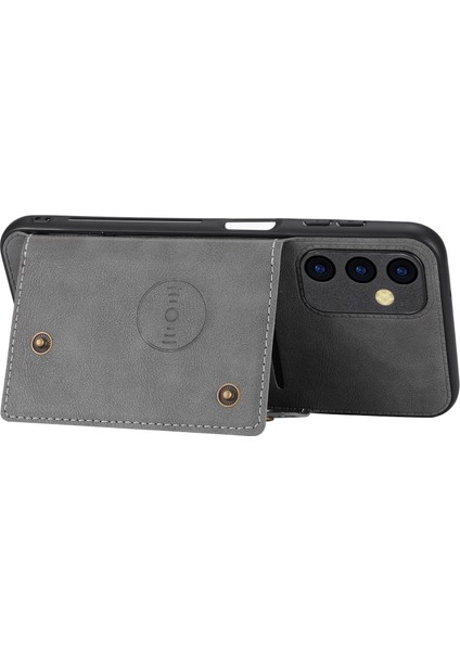 Samsung Galaxy A55 5g Kapak Kart Yuvaları Manyetik Düğmeler Pu Deri + Tpu Telefon Ayaklı Kılıf-Gri (Yurt Dışından) modelleri