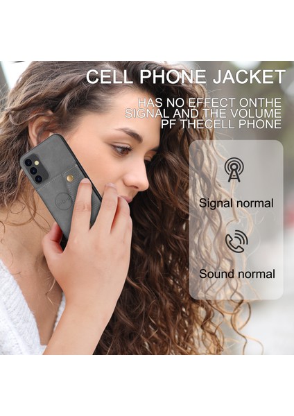 Samsung Galaxy A55 5g Kapak Kart Yuvaları Manyetik Düğmeler Pu Deri + Tpu Telefon Ayaklı Kılıf-Gri (Yurt Dışından) fırsatları