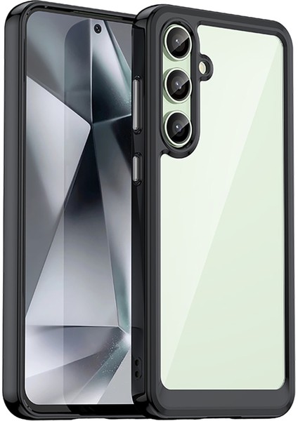 Samsung Galaxy S24 Fe Darbeye Dayanıklı Kılıf Tpu+Akrilik Koruyucu Şeffaf Telefon Kılıfı-Siyah (Yurt Dışından)