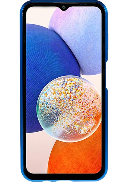 Samsung Galaxy A14 5g/4g Çift Taraflı Temperli Cam Telefon Kılıfı Manyetik Metal Çerçeve Kapak-Mavi (Yurt Dışından) fiyatları