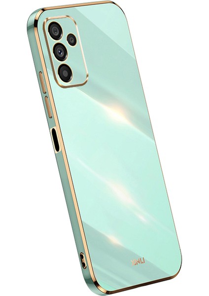 Xınlı Anti-Düşme Telefon Kılıfı Samsung Galaxy A14 5G/A14 4g Elektrokaplama Altın Kenar Tpu Cep Telefonu Kılıfı-Camgöbeği (Yurt Dışından)