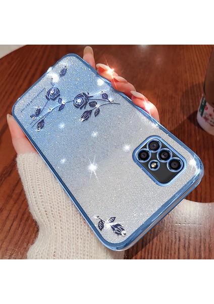 Kadem Samsung Galaxy A51 5g SM-A516 Yumuşak Tpu Telefon Kılıfı Çiçek Yapay Elmas Dekor Degrade Parıltılı Telefon Kılıfı-Mavi (Yurt Dışından) fırsatları