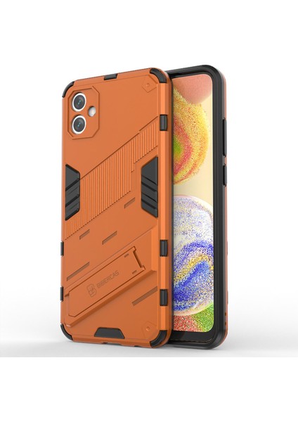 Samsung Galaxy A04E 4G/F04 4G/M04 4g Darbeye Dayanıklı Kickstand Kılıf Yumuşak Tpu Sert Pc Düşmeye Karşı Koruyucu Telefon Kılıfı-Turuncu (Yurt Dışından)