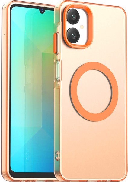 Samsung Galaxy A06 5g Kılıfı Magsafe Anti Drop Hibrit Telefon Arka Kapağı ile Uyumlu-Turuncu (Yurt Dışından)