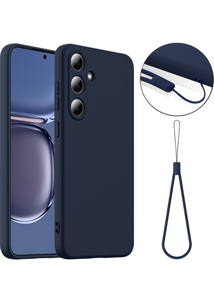 Samsung Galaxy S25+ Kılıf Için Magsafe Sıvı Silikon Telefon Kılıfı ve Kordon ile Uyumlu - Koyu Mavi (Yurt Dışından)