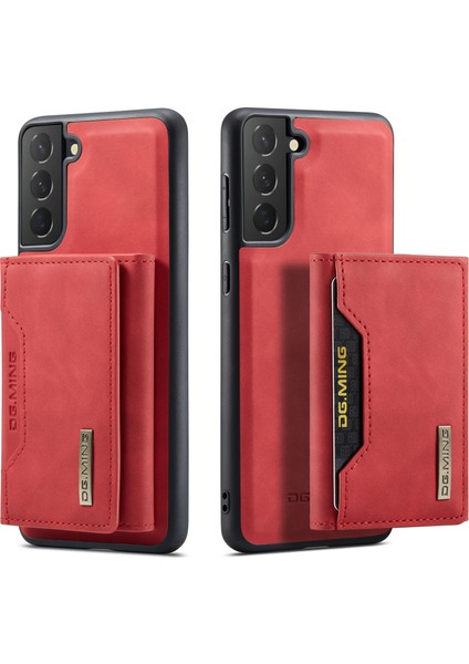 Dg.mıng M2 Serisi Samsung Galaxy S22 5g Manyetik 2'si 1 Arada Cüzdan Darbeye Dayanıklı Telefon Kılıfı Kablosuz Şarjı Kabuk-Kırmızı (Yurt Dışından)