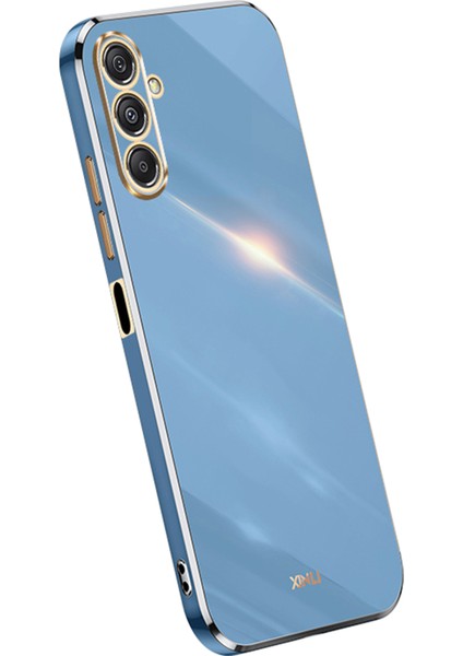 Xınlı Samsung Galaxy F34 5G/M34 5g Elektrokaplama Altın Kenar Telefon Kılıfı Tpu Çizilmez Kapak-Mavi (Yurt Dışından)