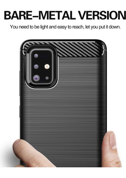 1.8mm Isı Dağıtıcı Tpu Kılıf Tam Fırçalanmış Yüzey Kaplaması Karbon Fiber Doku Telefon Kılıfı Samsung Galaxy A71 4g SM-A715-MAVI (Yurt Dışından) fiyatları