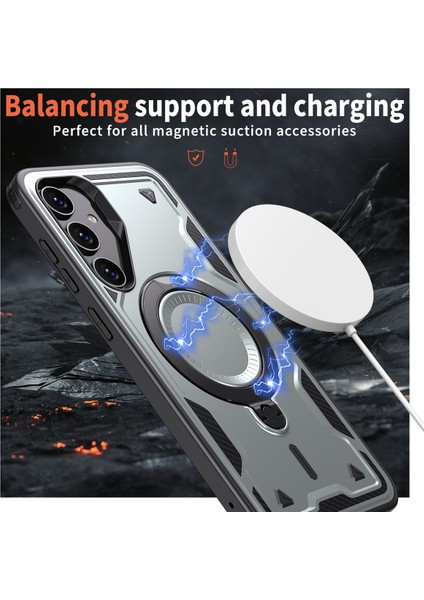 Samsung Galaxy S23 Fe Kılıfı Magsafe Askeri Koruma Pc+Tpu Kickstand Telefon Kılıfı-Gri ile Uyumlu (Yurt Dışından) fiyatları