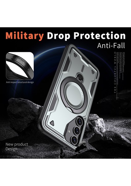 Samsung Galaxy S23 Fe Kılıfı Magsafe Askeri Koruma Pc+Tpu Kickstand Telefon Kılıfı-Gri ile Uyumlu (Yurt Dışından) modelleri
