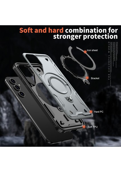 Samsung Galaxy S23 Fe Kılıfı Magsafe Askeri Koruma Pc+Tpu Kickstand Telefon Kılıfı-Gri ile Uyumlu (Yurt Dışından) fırsatları