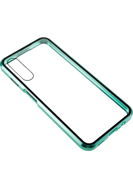 Samsung Galaxy A14 5g/4g Çift Taraflı Temperli Cam Telefon Kılıfı Manyetik Metal Çerçeve Kapak-Yeşil (Yurt Dışından) modelleri