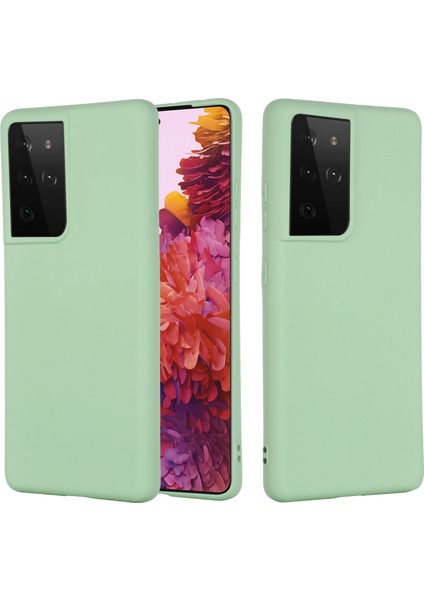 Samsung Galaxy S21 Ultra 5g Darbeye Dayanıklı Yumuşak Sıvı Silikon Kapak Cep Telefonu Kabuk Koruma Kılıfı-Yeşil (Yurt Dışından)