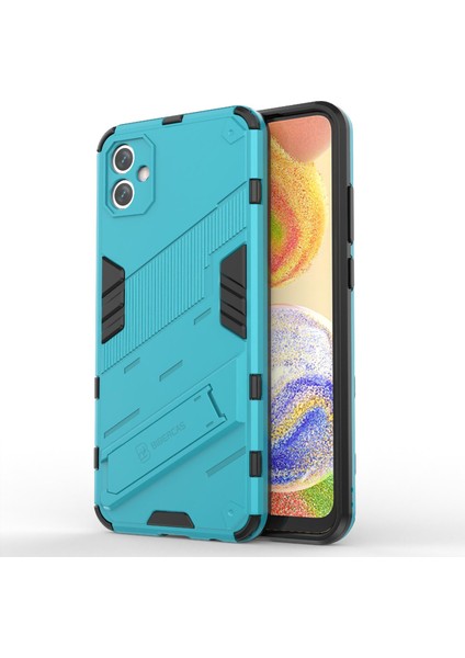 Samsung Galaxy A04E 4G/F04 4G/M04 4g Darbeye Dayanıklı Kickstand Kılıf Yumuşak Tpu Sert Pc Düşmeye Karşı Koruyucu Telefon Kılıfı-Bebek Mavisi (Yurt Dışından)
