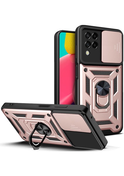 Samsung Galaxy M53 5g Yüzük Kickstand Telefon Kılıfı Yumuşak Tpu+Sert Pc Hibrit Darbeye Dayanıklı Koruyucu Kılıf Kamera Kapağı Ile-Rose Goldı (Yurt Dışından)