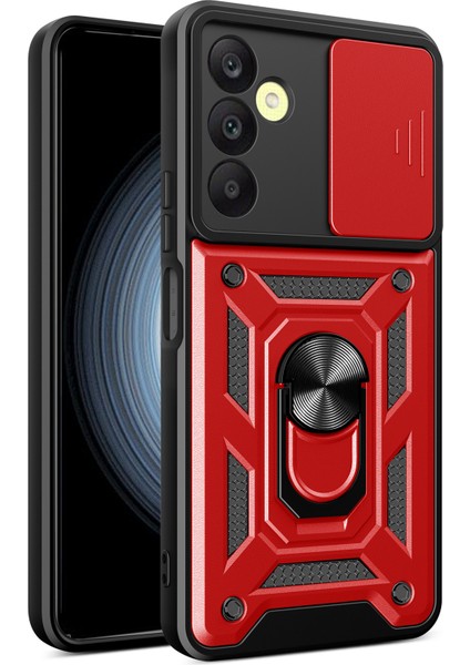 Samsung Galaxy A25 5g Kılıf Çizilmez Pc + Tpu Koruyucu Kapak Kayar Lens Kapağı - Kırmızı (Yurt Dışından)