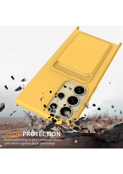 Samsung Galaxy S24 Ultra Kılıf Kart Tutucu Sıvı Silikon Ipeksi Dokunmatik Telefon Kılıfı-Sarı (Yurt Dışından) modelleri
