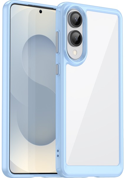 Samsung Galaxy S25 EDGE/S25 Slim Kılıf Tpu+Akrilik Koruyucu Şeffaf Telefon Kılıfı-Mavi (Yurt Dışından)