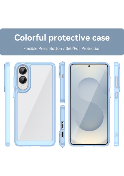 Samsung Galaxy S25 EDGE/S25 Slim Kılıf Tpu+Akrilik Koruyucu Şeffaf Telefon Kılıfı-Mavi (Yurt Dışından) modelleri