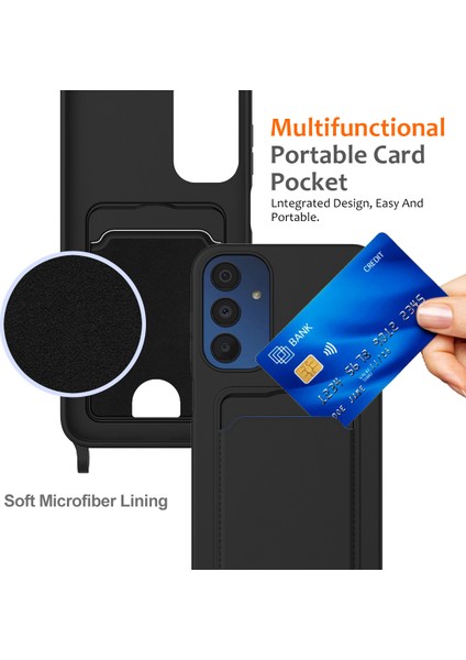 Samsung Galaxy M14 4g Sıvı Silikon Kılıf Kart Tutucu ve Kordon Arka Telefon Kılıfı-Siyah (Yurt Dışından) indirimleri