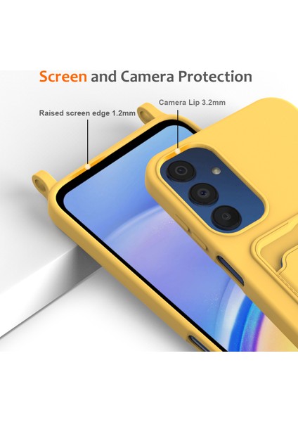 Samsung Galaxy M14 4g Sıvı Silikon Kılıf Kart Tutucu ve Askılı Arka Telefon Kılıfı-Sarı (Yurt Dışından) fiyatları