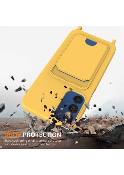 Samsung Galaxy M14 4g Sıvı Silikon Kılıf Kart Tutucu ve Askılı Arka Telefon Kılıfı-Sarı (Yurt Dışından) modelleri