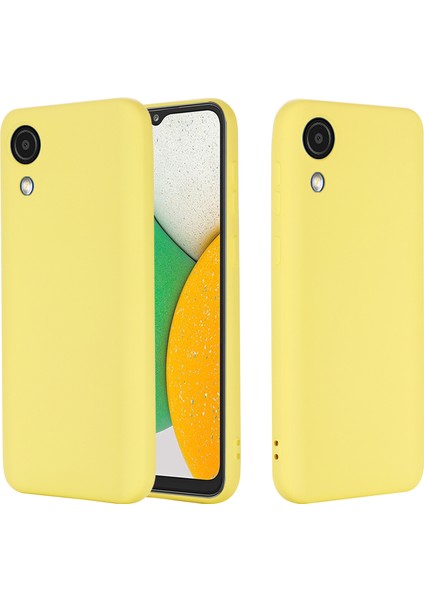 Sıvı Silikon Pürüzsüz Yumuşak Mikrofiber Astar Yastık Telefon Kılıfı Kayışlı Samsung Galaxy A03 Core-Sarı (Yurt Dışından) fiyatları
