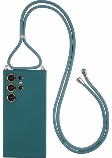 Samsung Galaxy S24 Ultra Çapraz Askılı Kılıf Esnek Tpu Fiber Astarlı Darbeye Dayanıklı Telefon Kılıfı-Ordu Yeşili (Yurt Dışından)