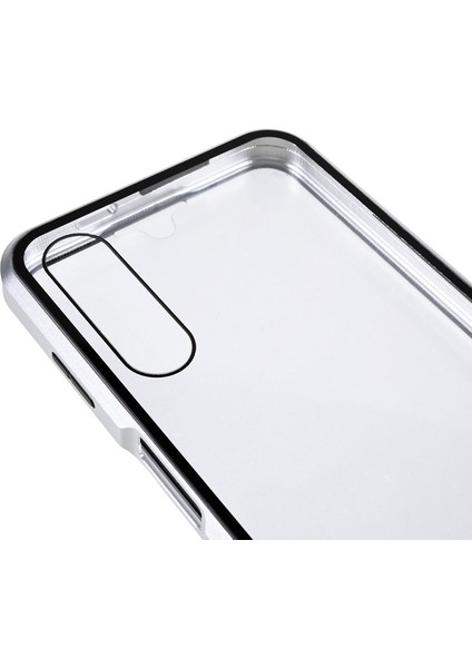 Samsung Galaxy A14 5g/4g Çift Taraflı Temperli Cam Telefon Kılıfı Manyetik Metal Çerçeve Kapak-Gümüş (Yurt Dışından) modelleri