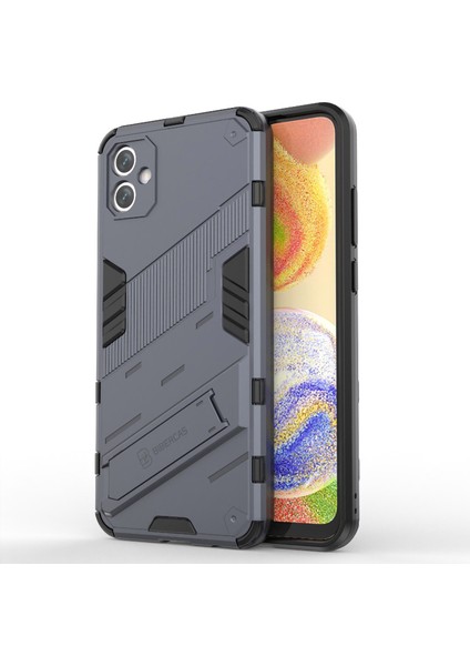 Samsung Galaxy A04E 4G/F04 4G/M04 4g Darbeye Dayanıklı Kickstand Kılıf Yumuşak Tpu Sert Pc Düşmeye Karşı Koruyucu Telefon Kılıfı-Gri (Yurt Dışından)