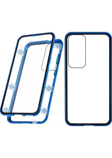Samsung Galaxy S25+KILIF Manyetik Tam Koruma Şeffaf Telefon Kılıfı-Mavi (Yurt Dışından)