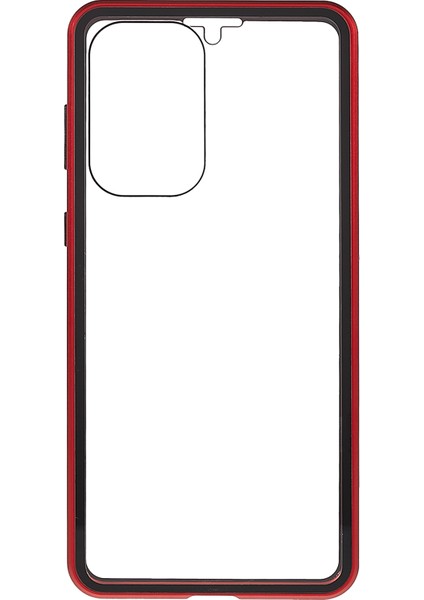 Samsung Galaxy A33 5g Için Çizilmez Metal Tampon + Çift Taraflı Temperli Cam Manyetik Kabuk 360 Derece Koruyucu Telefon Kılıfı - Kırmızı (Yurt Dışından) modelleri