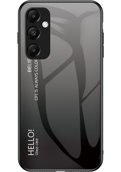 Samsung Galaxy A55 5g Kılıf Degrade Temperli Cam + Pc + Tpu Telefon Kılıfı - Degrade Siyah Gri (Yurt Dışından)